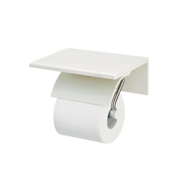 Bathroom Accessories - Single Toilet Tissue Holder W/Shelf (Free Direction)(Aluminum W/Ivory Coating) by JUSTIME - view 2