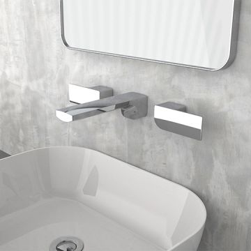 Arch 2 Series - Two-Handle Wall-Mounted Basin Faucet (Lead-Free Brass) by JUSTIME - view 3