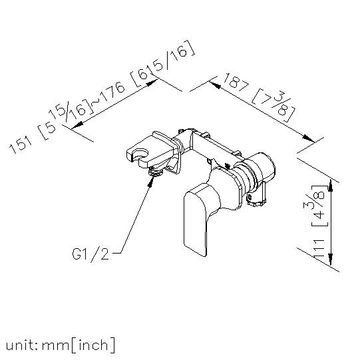 Arch 2 Series - Concealed Shower Mixer W/Shower Holder & Wall Supply by JUSTIME - view 5