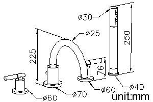 Symmetria Series - Two-Handle Bathtub Faucet W/Hand Shower & Diverter by JUSTIME - view 5
