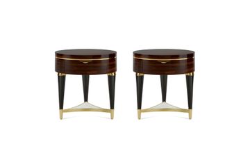Bedside table in ebony, ziricote and brass with marble insert by Zanaboni - view 2
