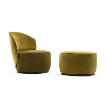 Modern style armchair and pouf with a gray stained ash base by Zanaboni - view 6