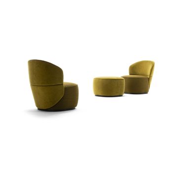 Modern style armchair and pouf with a gray stained ash base by Zanaboni - view 3