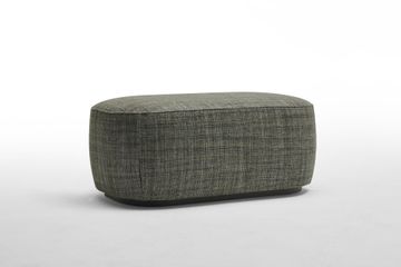 Modern upholstered pouf with wooden base by Zanaboni - view 2