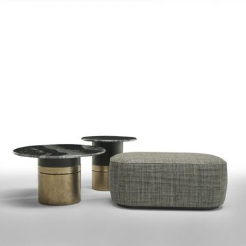 Modern upholstered pouf with wooden base by Zanaboni - view 3