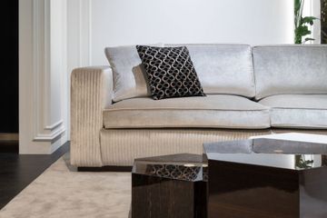 Contemporary sofa with embroidered vertical bands by Zanaboni - view 4