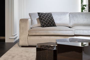 Contemporary sofa with embroidered vertical bands by Zanaboni - view 6