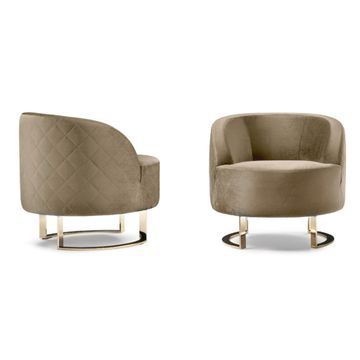 Modern design armchair covered in fabric with champagne finish by Zanaboni - view 6