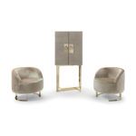 Modern design armchair covered in fabric with champagne finish by Zanaboni - view 4