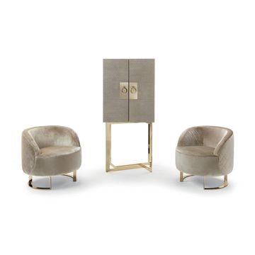 Modern design armchair covered in fabric with champagne finish by Zanaboni - view 5