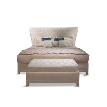 Elegant upholstered bench with solid wood structure by Zanaboni - view 3