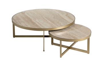 Set of marble coffee tables with a light and linear design by Zanaboni - view 2