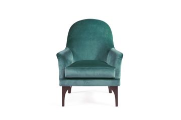 Contemporary design armchair in solid wood covered in fabric by Zanaboni - view 2