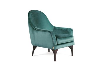 Contemporary design armchair in solid wood covered in fabric by Zanaboni - view 3