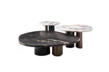 Marble top coffee table set by Zanaboni - view 2