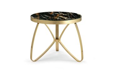 Coffee table with precious gold finishes and marble top by Zanaboni - view 2