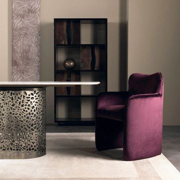 Dining table supported by perforated bronzed metal cylinders by Zanaboni - view 3