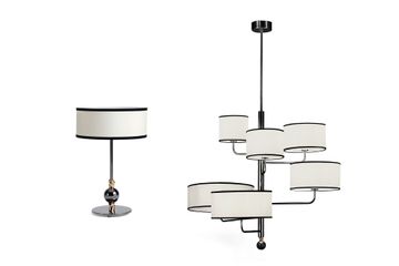 Lamp set consisting of table lamp and chandelier by Zanaboni - view 2