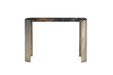 Modern style console table with Black and gold marble top by Zanaboni - view 2