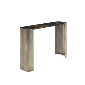 Modern style console table with Black and gold marble top by Zanaboni - view 3