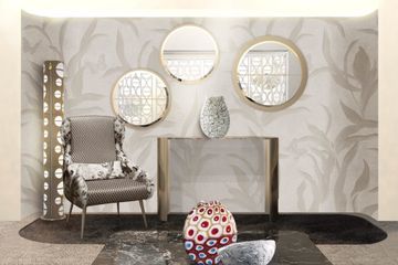 Modern style console table with Black and gold marble top by Zanaboni - view 4