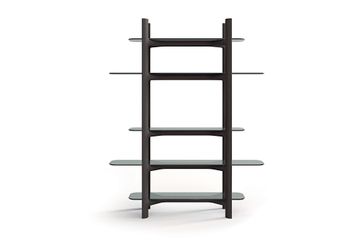 Modern style etagere bookcase with gray stained ash structure by Zanaboni - view 2