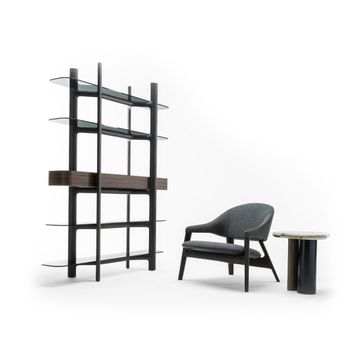 Modern style etagere bookcase with gray stained ash structure by Zanaboni - view 6