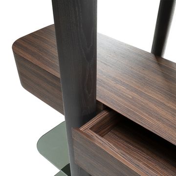 Modern style etagere bookcase with gray stained ash structure by Zanaboni - view 5
