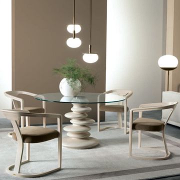 Modern dining table with glass top by Zanaboni - view 3