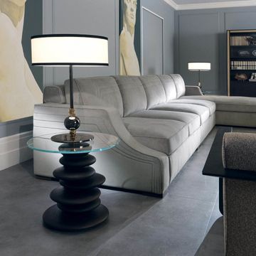 Design coffee tables with wooden foot, glass top by Zanaboni - view 3