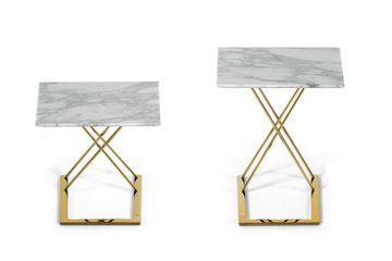 Side tables set with marble top and gold finishing by Zanaboni - view 2