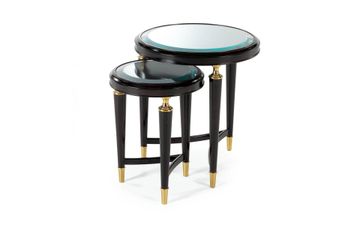 Set of coffee tables with a contemporary design with glass top and brass details by Zanaboni - view 2