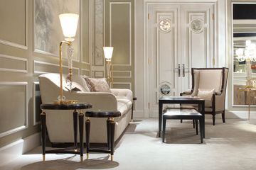 Set of coffee tables with a contemporary design with glass top and brass details by Zanaboni - view 3