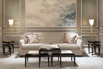 Set of coffee tables with a contemporary design with glass top and brass details by Zanaboni - view 4
