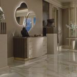 Coffee tables with marble top and embroidered leather elements by Zanaboni - view 5