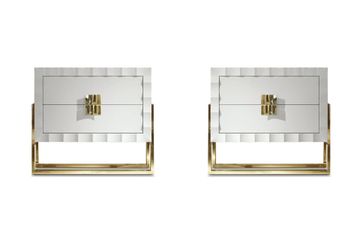 Lacquered bedside table with bronzed brass base. by Zanaboni - view 2