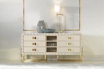 Lacquered chest of drawers with bronzed brass details by Zanaboni - view 3
