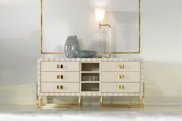 Lacquered chest of drawers with bronzed brass details by Zanaboni - view 5