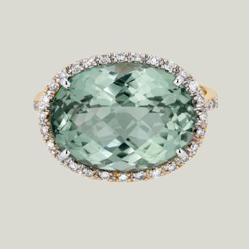 Green Quartz & Diamond Cocktail Ring by Abchome