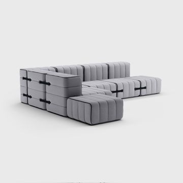 Modular 2-seater Sofa in Jet Fabric - 4 Sofa Modules by Ambivalenz - view 6