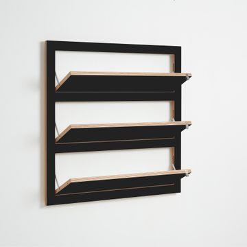 Fläpps Shelf 80x80-3 Shoe Rack - Black by Ambivalenz