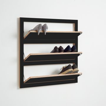 Fläpps Shelf 80x80-3 Shoe Rack - Black by Ambivalenz - view 2