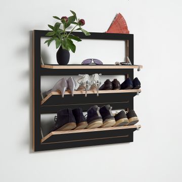 Fläpps Shelf 80x80-3 Shoe Rack - Black by Ambivalenz - view 3