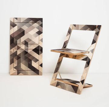 Fläpps Folding Chair - Criss Cross Gray (on birch) by Ambivalenz