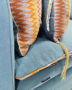 Canapé Bohème 200 cm en lin stonewashed Capri océan by Bérengère Leroy - view 3