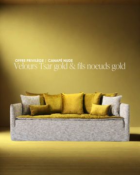 Canapé Nude 230 cm velours Tsar gold et chiné Swing by Bérengère Leroy - view 5