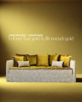 Canapé Nude 230 cm velours Tsar gold et chiné Swing by Bérengère Leroy - view 3