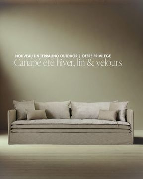 Canapé Mille Et Une Nuit 240 cm lin Terralino sable & velours Tsar sable by Bérengère Leroy - view 6