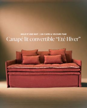 Canapé lit convertible Mille Et Une Nuit 180 cm “Eté Hiver”/ Fabriqué en France by Bérengère Leroy - view 2