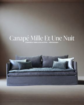 Canapé Mille Et Une Nuit 210 cm en chanvre & fibres d’eucalyptus Origine abyss by Bérengère Leroy - view 3